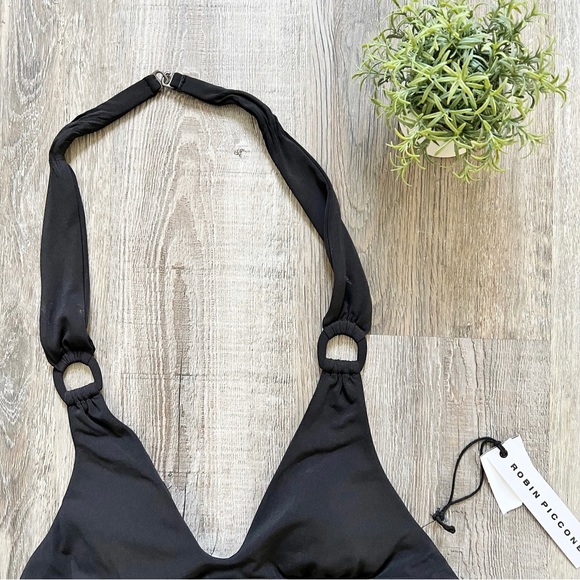NWT Robin Piccone Kate Scoop Neck Swim Top in Black - Picture 2 of 6